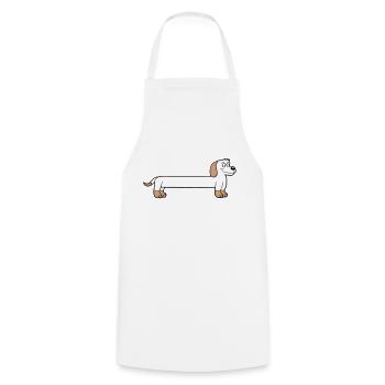 chien long teckel drôle long dessiné cool dessin animé - Tablier de cuisine - blanc - Devant - AI Model Male 185 dark (185cm)