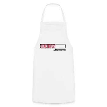 Genius in progress - Cooking Apron - white - Front - AI Model Male 185 dark (185cm)