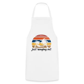 Sunshine vintage avec hamac, plage et mer - Tablier de cuisine - blanc - Devant - AI Model Male 185 dark (185cm)