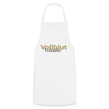 Vollblut Verkäufer Spruch - Kochschürze - Weiß - Vorne - AI Model Male 185 dark (185cm)