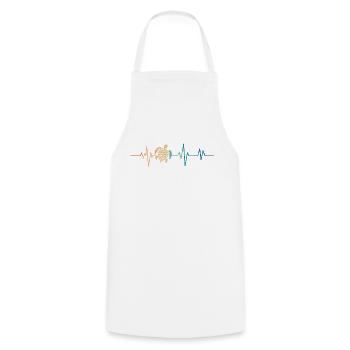 Battement de coeur rétro tortue marine - Tablier de cuisine - blanc - Devant - AI Model Male 185 dark (185cm)