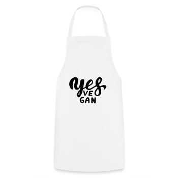 Ja vegan - Kochschürze - Weiß - Vorne - AI Model Male 185 dark (185cm)