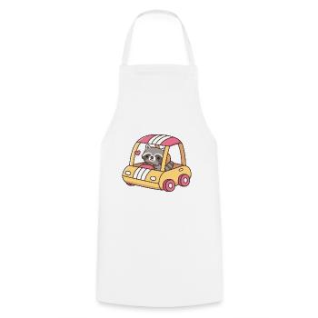 Mignon raton laveur conduisant une voiture jouet - Tablier de cuisine - blanc - Devant - AI Model Male 185 dark (185cm)