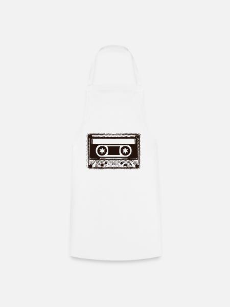 Retro Kassette Mixtape zum Beschriften - Kochschürze - Weiß