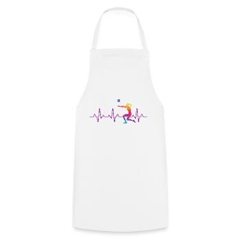 Battement de coeur volley ball - Tablier de cuisine - blanc - Devant - AI Model Male 185 dark (185cm)