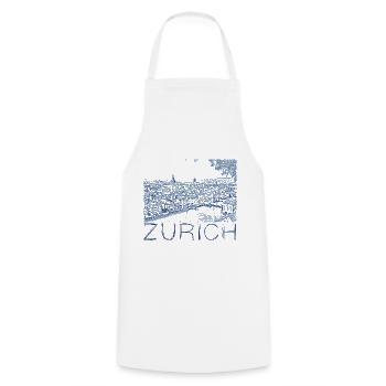 Dessin à la plume Zurich - Tablier de cuisine - blanc - Devant - AI Model Male 185 dark (185cm)