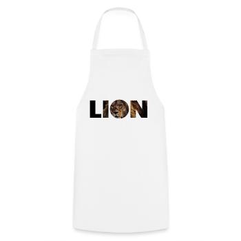 Lion Text Foto - Kochschürze - Weiß - Vorne - AI Model Male 185 dark (185cm)