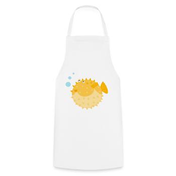 Cute Puffer Fish - Cooking Apron - white - Front - AI Model Male 185 dark (185cm)