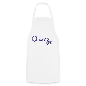 Ouzo - Kochschürze - Weiß - Vorne - AI Model Male 185 dark (185cm)