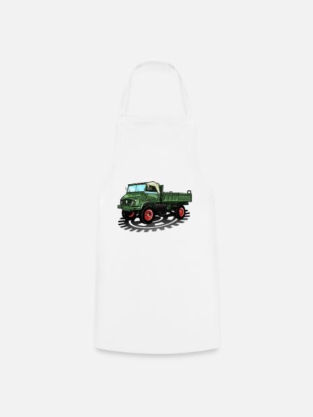 Unimog - Oldtimer - Offroad - Dispositif moteur universel - Tablier de cuisine - blanc