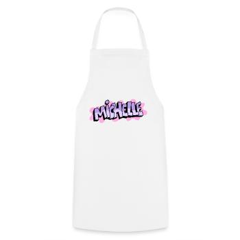 Grafitti Name Michelle - Kochschürze - Weiß - Vorne - AI Model Male 185 dark (185cm)