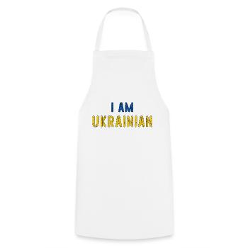 I am ukrainian grunge flag outline - Cooking Apron - white - Front - AI Model Male 185 dark (185cm)