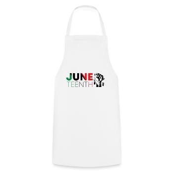 JUNETEENTH - Cooking Apron - white - Front - AI Model Male 185 dark (185cm)