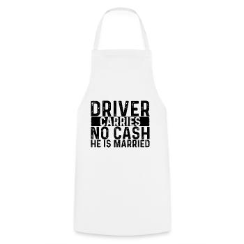 Le chauffeur ne transporte pas d’argent il est marié 4 - Tablier de cuisine - blanc - Devant - AI Model Male 185 dark (185cm)