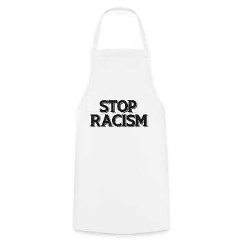 Stop Racism black - Cooking Apron - white - Front - AI Model Male 185 dark (185cm)