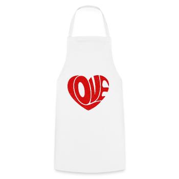 Red Love Heart - Cooking Apron - white - Front - AI Model Male 185 dark (185cm)