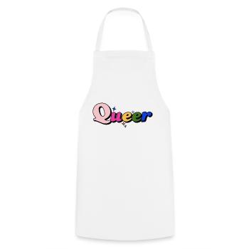 QUEER LGBTQ+ PRIDE SLOGAN - Kochschürze - Weiß - Vorne - AI Model Male 185 dark (185cm)