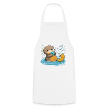 Rubber Duck Otter - Cooking Apron - white - Front - AI Model Male 185 dark (185cm)