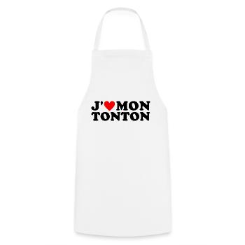 J' aime mon tonton cadeau oncle coeur rouge - Tablier de cuisine - blanc - Devant - AI Model Male 185 dark (185cm)