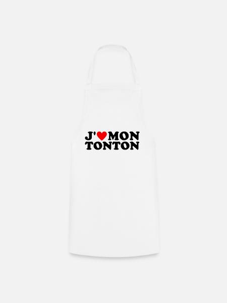 J' aime mon tonton cadeau oncle coeur rouge - Tablier de cuisine - blanc