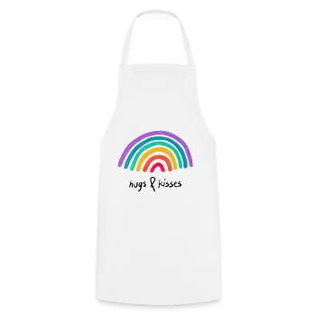 Love Graphic Hugs and Kisses Rainbow - Cooking Apron - white - Front - AI Model Male 185 dark (185cm)