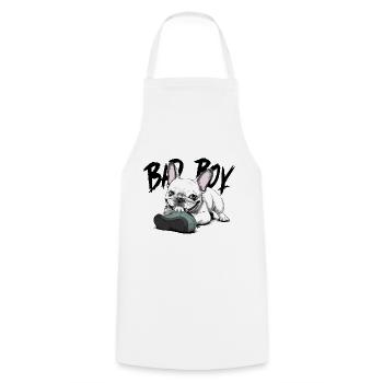Französische Bulldogge zerkautem Schuh für - Kochschürze - Weiß - Vorne - AI Model Male 185 dark (185cm)