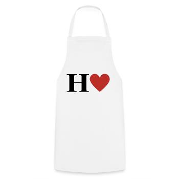 Lettre h cœur rouge - Tablier de cuisine - blanc - Devant - AI Model Male 185 dark (185cm)