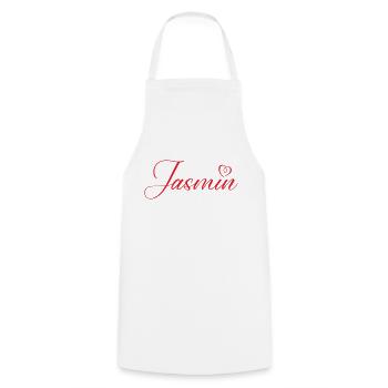 jasmin name herz - Kochschürze - Weiß - Vorne - AI Model Male 185 dark (185cm)