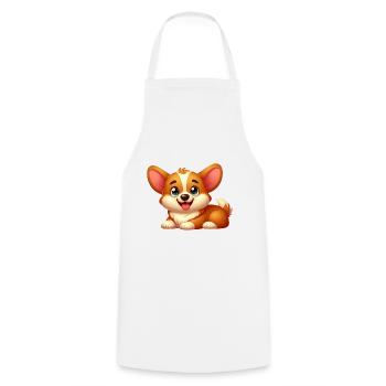Corgi 2 - Cooking Apron - white - Front - AI Model Male 185 dark (185cm)