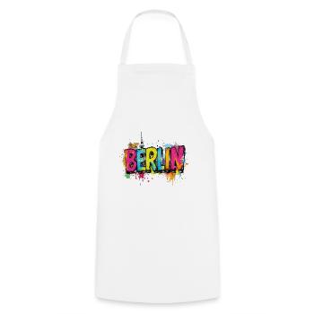 Berlin Graffiti Font Street Art Urban Style - Cooking Apron - white - Front - AI Model Male 185 dark (185cm)
