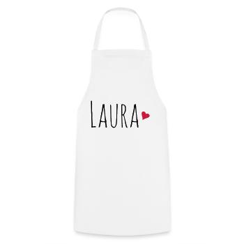 Laura | Cadeau mère petite amie fille - Tablier de cuisine - blanc - Devant - AI Model Male 185 dark (185cm)
