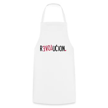 Love Revolucion - Kochschürze - Weiß - Vorne - AI Model Male 185 dark (185cm)