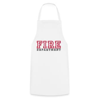 FIRE lettering Department - Cooking Apron - white - Front - AI Model Male 185 dark (185cm)