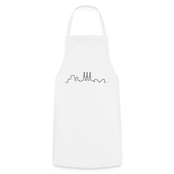 Hannover // Skyline // Silhouette // Skylineshirt - Kochschürze - Weiß - Vorne - AI Model Male 185 dark (185cm)
