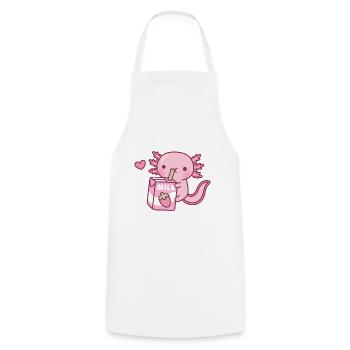 Mignon Axolotl aime le doodle au lait de fraise - Tablier de cuisine - blanc - Devant - AI Model Male 185 dark (185cm)