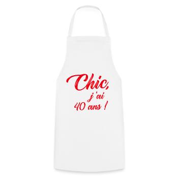 anniversaire chic j'ai 40 ans ! rouge - Tablier de cuisine - blanc - Devant - AI Model Male 185 dark (185cm)