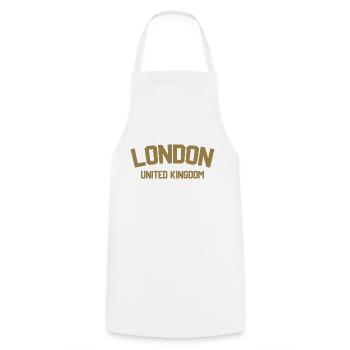 London United Kingdom - Cooking Apron - white - Front - AI Model Male 185 dark (185cm)