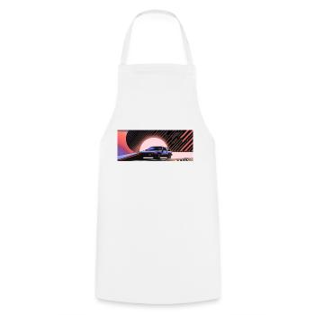 Synthwave sports car car since fiction future - Cooking Apron - white - Front - AI Model Male 185 dark (185cm)
