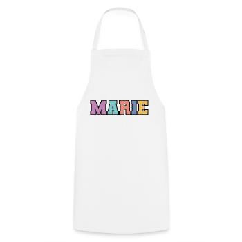 Nom - Marie - Tablier de cuisine - blanc - Devant - AI Model Male 185 dark (185cm)