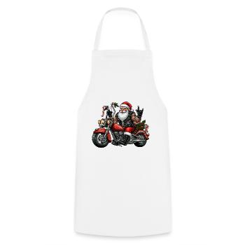 Santa Moto 4 - Kochschürze - Weiß - Vorne - AI Model Male 185 dark (185cm)