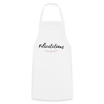 BRAVO. FELICITATIONS. NAISSANCE. ANNIVERSAIRE. BAC - Tablier de cuisine - blanc - Devant - AI Model Male 185 dark (185cm)