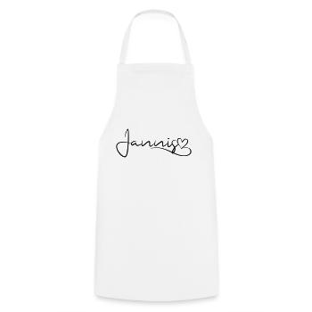 Jannis Surname First name Heart décor - Cooking Apron - white - Front - AI Model Male 185 dark (185cm)