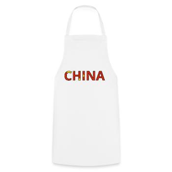 China Flag - Cooking Apron - white - Front - AI Model Male 185 dark (185cm)