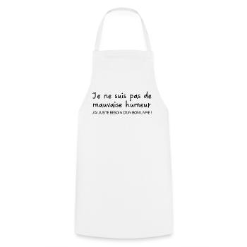 Juste besoin d'un bon livre | Idée cadeau - Tablier de cuisine - blanc - Devant - AI Model Male 185 dark (185cm)