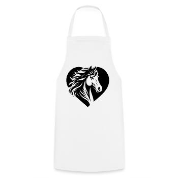 Coeur de tête de cheval - Tablier de cuisine - blanc - Devant - AI Model Male 185 dark (185cm)
