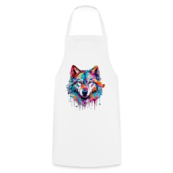 Wolf Wolfskopf Raubtier Wald Natur Wildnis Bunt - Kochschürze - Weiß - Vorne - AI Model Male 185 dark (185cm)