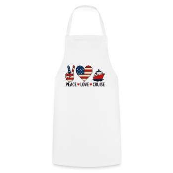 Peace Love Cruise USA Thème des vacances - Tablier de cuisine - blanc - Devant - AI Model Male 185 dark (185cm)