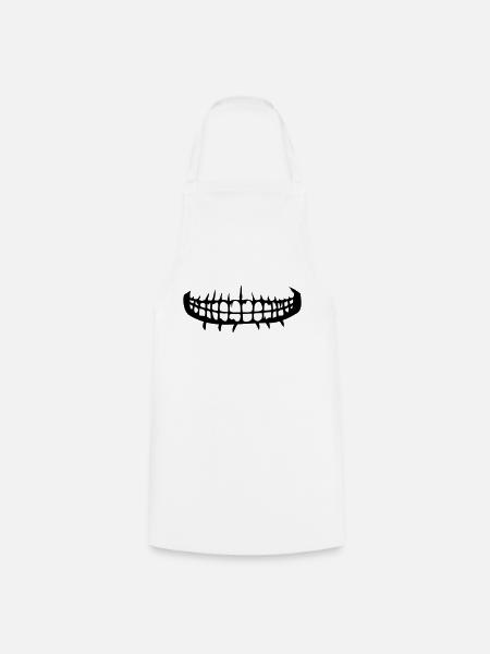 teeth mouth grin horror halloween scary boes - Cooking Apron - white