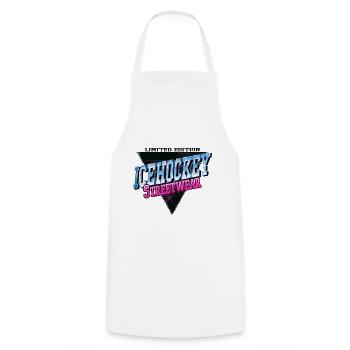Ice Hockey Sport Neon Vintage Retro Streetwear - Cooking Apron - white - Front - AI Model Male 185 dark (185cm)
