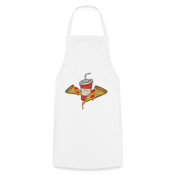 Pizza avec boisson - Tablier de cuisine - blanc - Devant - AI Model Male 185 dark (185cm)